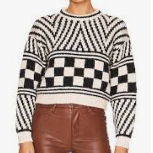 MOTHER The Itsy Multi-Printed Cropped Sweater, XS - Picture 1 of 5